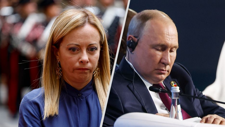 Giorgia Meloni i Władimir Putin