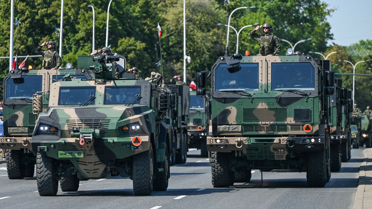 Poland Marks 105th Anniversary Of Battle Of Warsaw With Record-Breaking Armed Forces ParadeWARSAW, POLAND  AUGUST 15:The Waran, a medium-class tactical armored multi-purpose vehicle, along with heavier JELCZ military vehicles carrying Homar-K launchers and Korean K239 Chunmoo rocket systems, are seen during the Armed Forces Day parade, commemorating Poland's 1920 victory over the Soviet Red Army and marking the 105th anniversary of the Battle of Warsaw, in Warsaw, Poland, on August 15, 2025.The event featured more than 4,000 Polish troops, about 200 soldiers from allied NATO nations, around 300 military vehicles, and nearly 50 aircraft, making it the largest parade in the country's history. (Photo by Artur Widak/NurPhoto via Getty Images)NurPhotoheritage, red army, carrier, polisharmy, homar-k launchers, aerial, the waran, heavier jelcz, victory, defense, display, korean k239, waran military vehicle, battle of warsaw, formation, chunmoo rocket system, troops, soldiers, commemoration