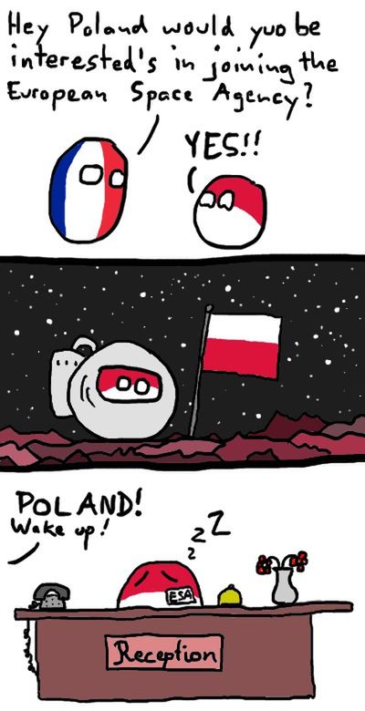 komiks Polandball na temat przyjęcia Polski do ESA