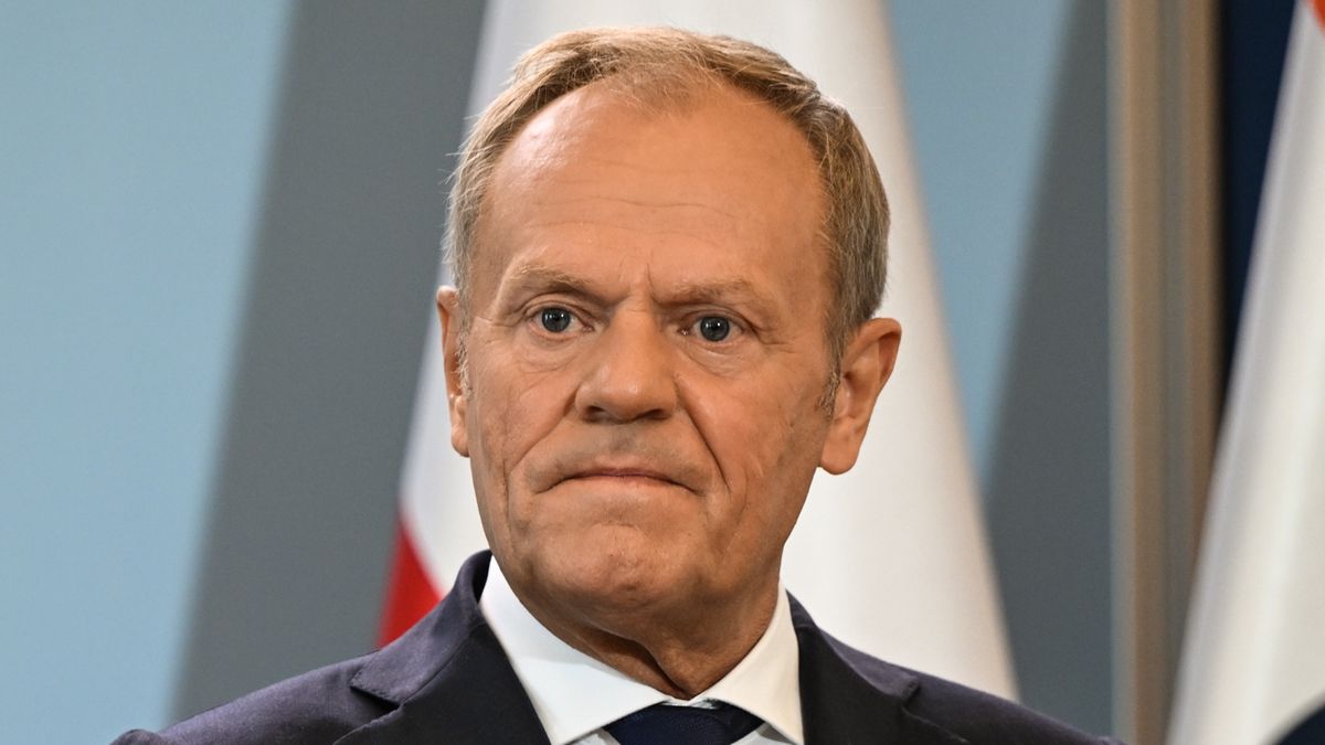 WARSAW, POLAND - AUGUST 22, 2024:Polish Prime Minister Donal Tusk during a joined press conference with Indian Prime Minister Narendra Modi, at the Polish Prime Minister's Office in Warsaw, on August 22, 2024, in Warsaw, Poland.India's Prime Minister Narendra Modi began his historic trip to Poland and Ukraine, pledging to advocate for a peaceful resolution to Russia's invasion of Ukraine. Poland is the first leg of his trip, where he meets with both the Polish Prime Minister and President. (Photo by Artur Widak/NurPhoto via Getty Images)