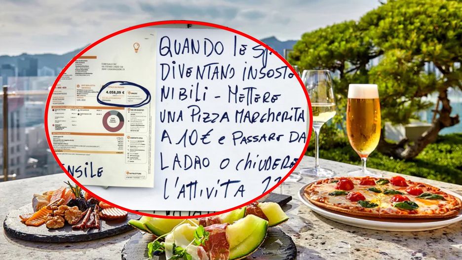 Włoski restaurator wywiesił kopię rachunku za prąd
