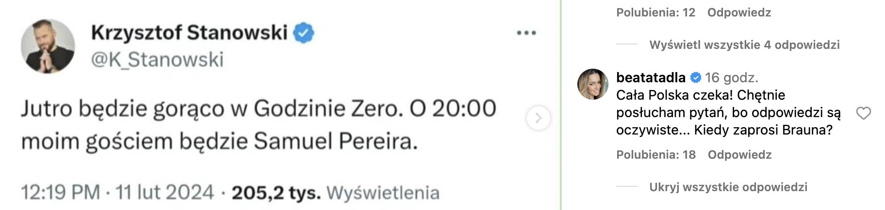 Tadla komentuje gościa Krzysztofa Stanowskiego