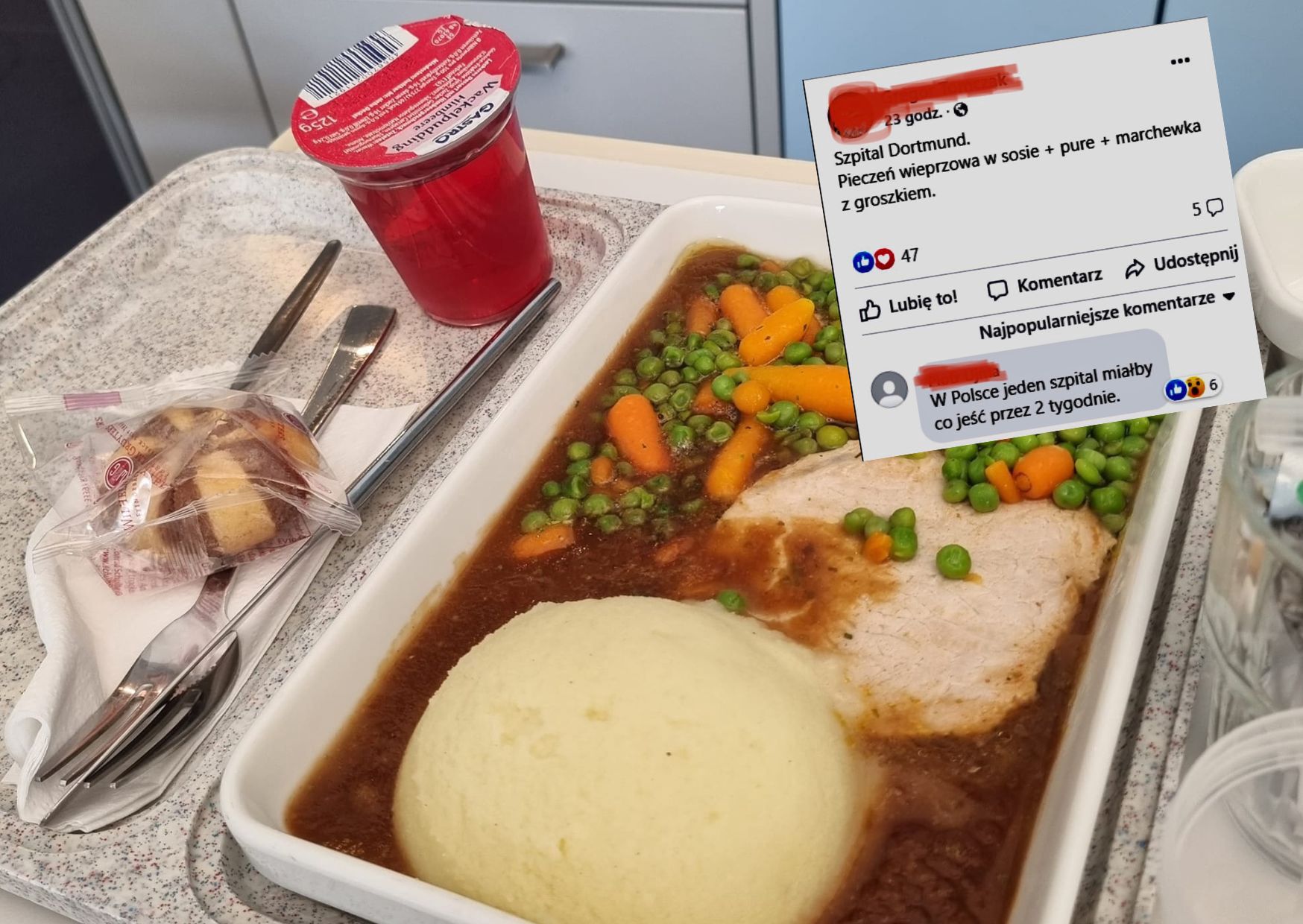 Pokazał jak wygląda obiad w niemieckim szpitalu