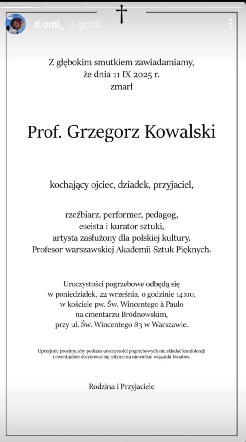 Nekrolog prof. Grzegorza Kowalskiego