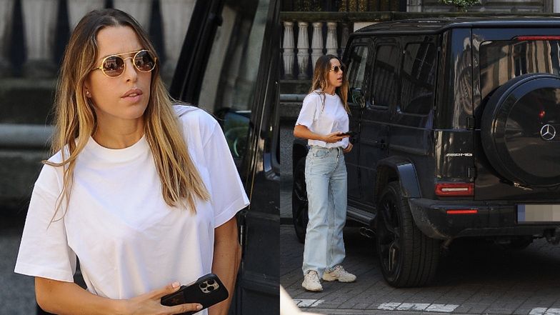 Ewa Chodakowska na spacerze z psem