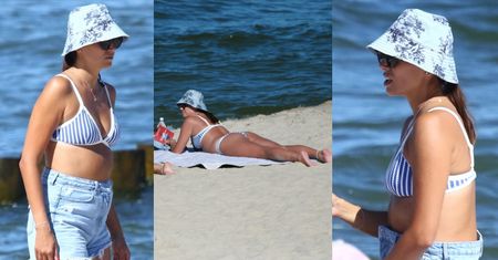 Paulina Krupińska ładuje baterie na plaży w Chałupach: lektura o macierzyństwie i opalanie (ZDJĘCIA)