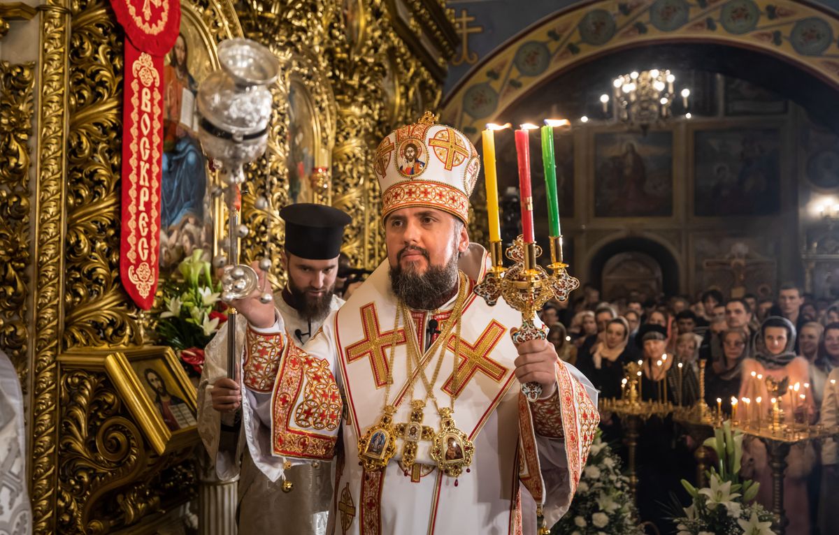 KYIV, UKRAINE - 2019/04/27: Primate of the Ukrainian Orthodox Church Epifaniy takes part in the Easter service at St. Michael's Cathedral in Kyiv. (Photo by Mykhaylo Palinchak/SOPA Images/LightRocket via Getty Images)