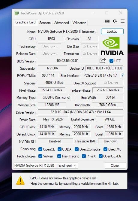 Specyfikacj karty graficznej NVIDIA GeForce RTX 2080 Ti SUPER