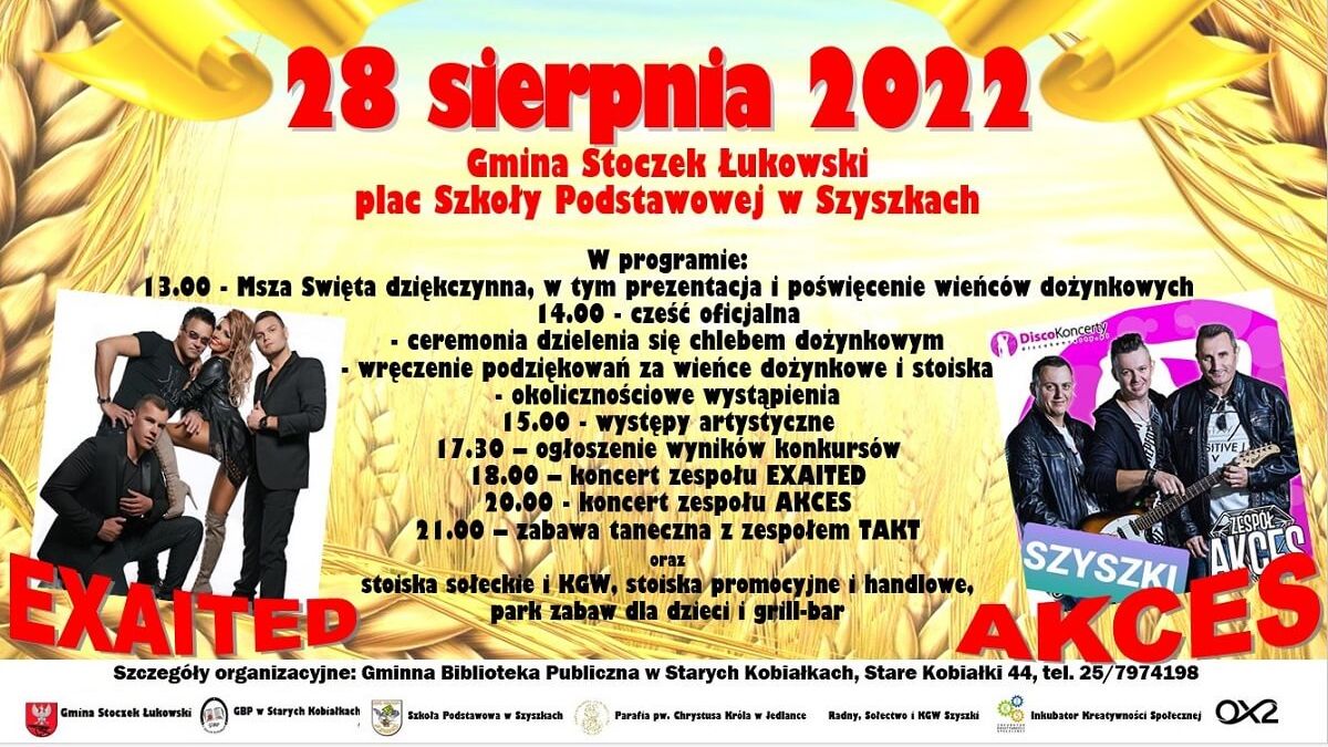 Dożynki Gminy Stoczek Łukowski w Szyszkach 2022 - program
