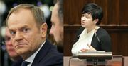 Poturbowana posłanka PiS zaczepiła Donalda Tuska: "Stanie pan w mojej obronie?!"