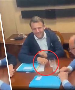 Dziwne zachowanie Macrona. Wszystko nagrały kamery