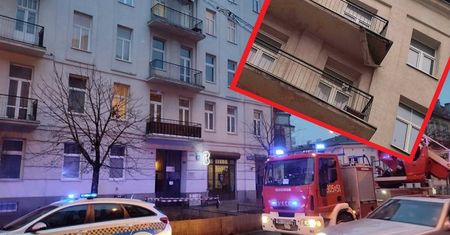 Betonowy fragment balkonu wisiał nad chodnikiem