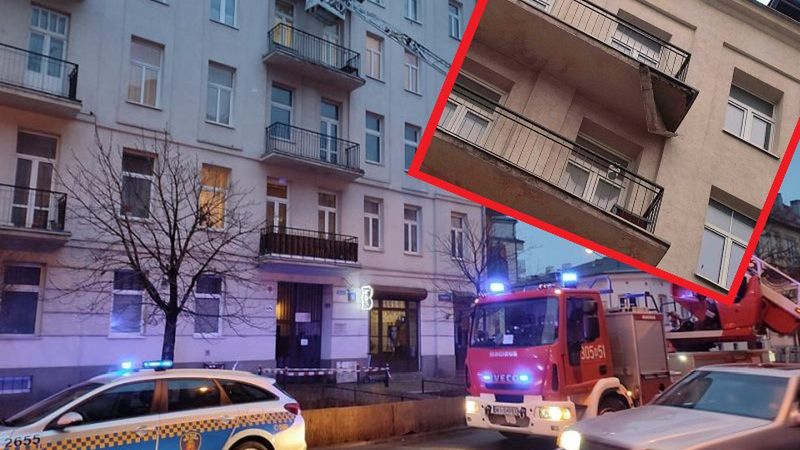 W budynku na warszawskiej Pradze zerwał się fragment balkonu