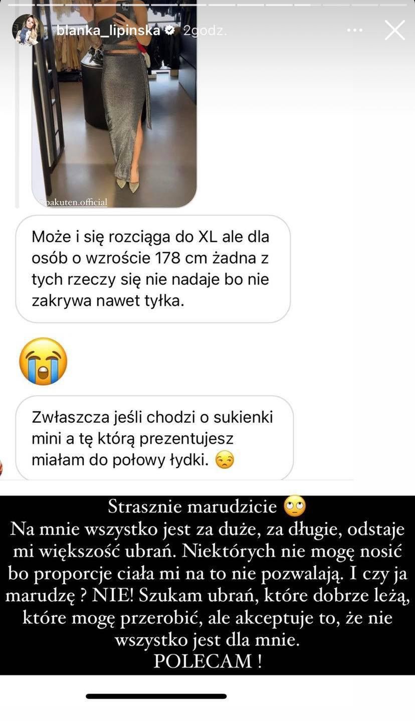 Blanka Lipińska odpowiada fance krytykującej jej look i pokazuje stare zdjęcie: "Dlaczego obwiniasz sukienkę, że ŹLE W NIEJ WYGLĄDASZ?"