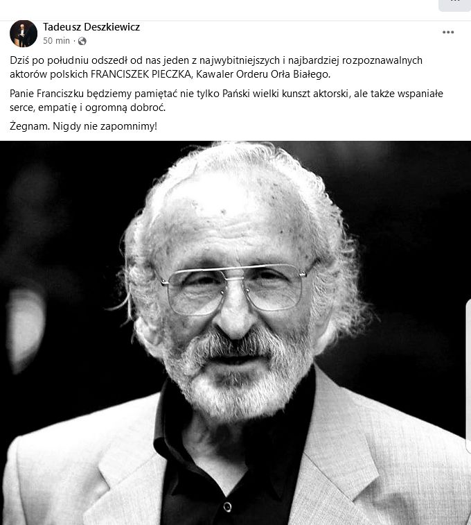 Franciszek Pieczka nie żyje