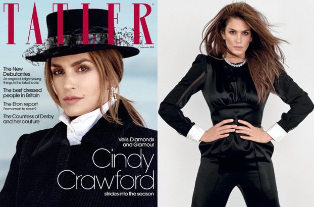 Wyretuszowana Cindy Crawford spogląda z nowej okładki