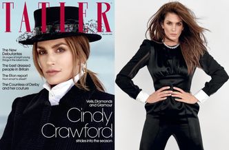 Wyretuszowana Cindy Crawford spogląda z nowej okładki