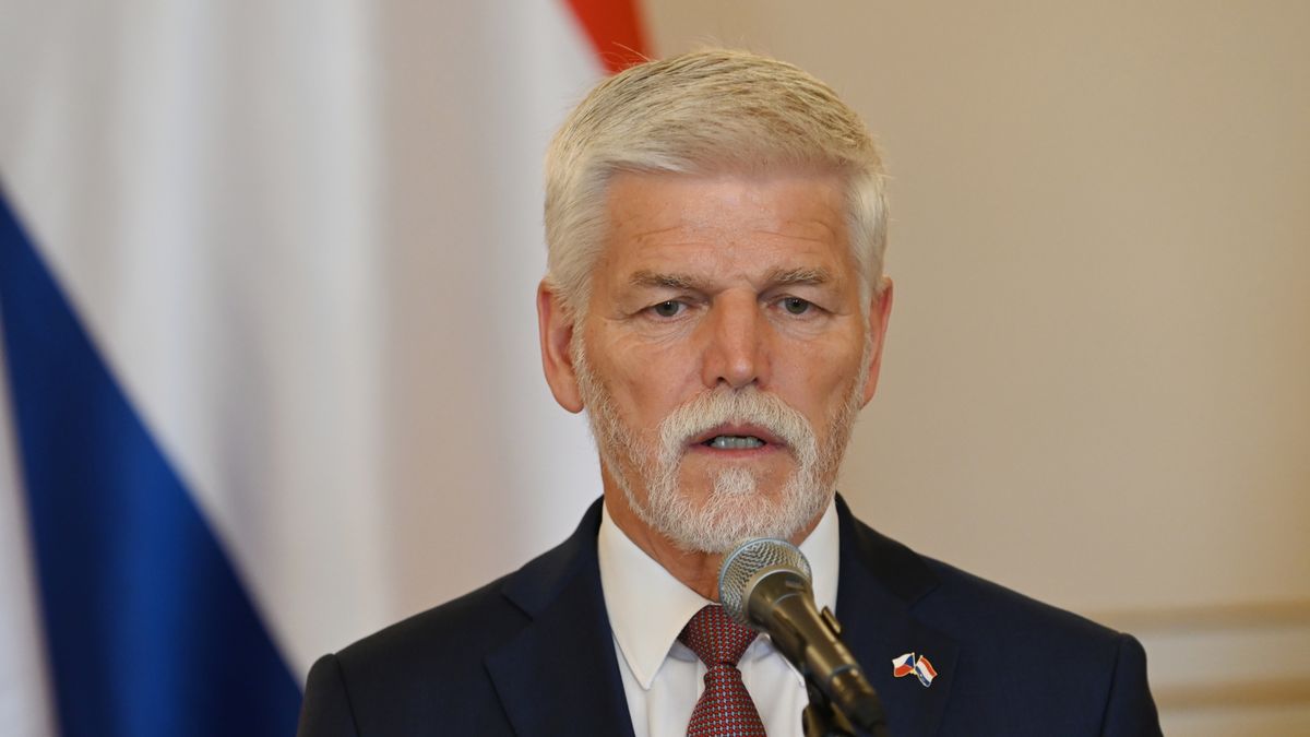 PRAGUE, CZECH REPUBLIC - 2025/06/04: Czech president Petr Pavel seen during joint press conference at the Prague Castle. Dutch Royal Couple, King Willem-Alexander of the Netherlands and Queen Maxima of the Netherlands, visits the Czech Republic and meet with the Czech president Petr Pavel and his wife Eva Pavlova. (Photo by Tomas Tkacik/SOPA Images/LightRocket via Getty Images)
