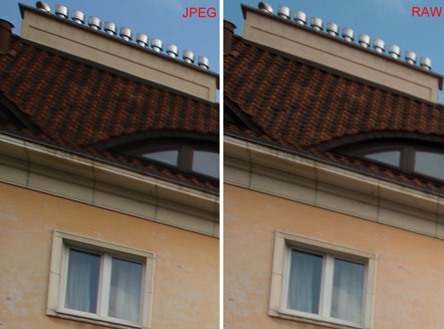 Po lewej JPEG wprost z aparatu, po prawej uzyskany z RAWa w DxO Optics Pro. Pełna rozdzielczość