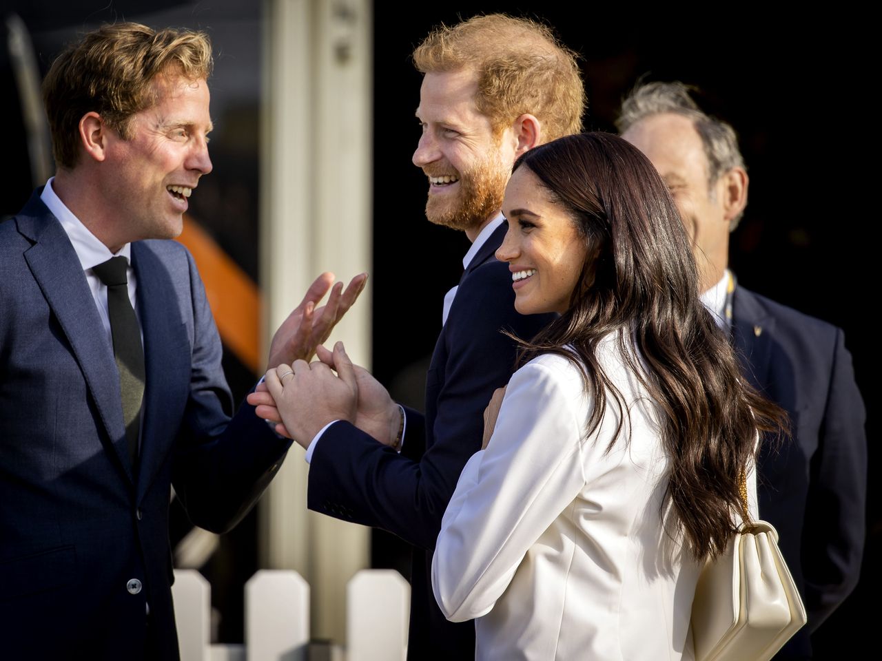 THE HAGUE - The Duke and Duchess of Sussex, Prince Harry and his wife, Meghan Markle, on the Yellow Carpet ahead of the Invictus Games. The Invictus Games will take place from 16 to 22 April 2022 at the Zuiderpark and are intended for military personnel and veterans who have been psychologically or physically injured while on duty. REMKO DE WAAL (Photo by ANP via Getty Images)