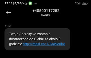 Fałszywy SMS o paczce