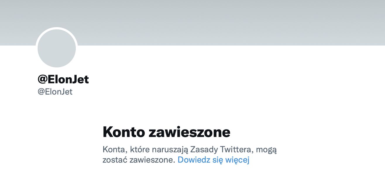 Konto @ElonJet, które śledziło loty prywatnego odrzutowca Elona Muska, jest zawieszone