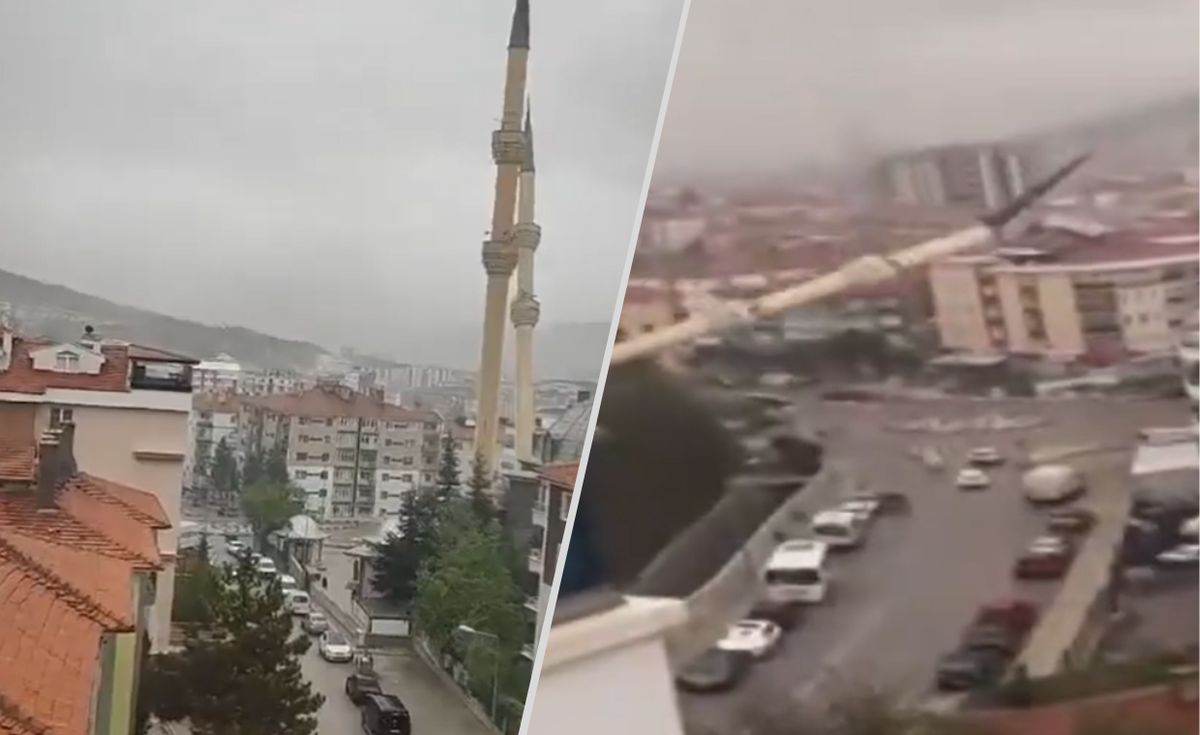  Minaret runął podczas burzy w Turcji