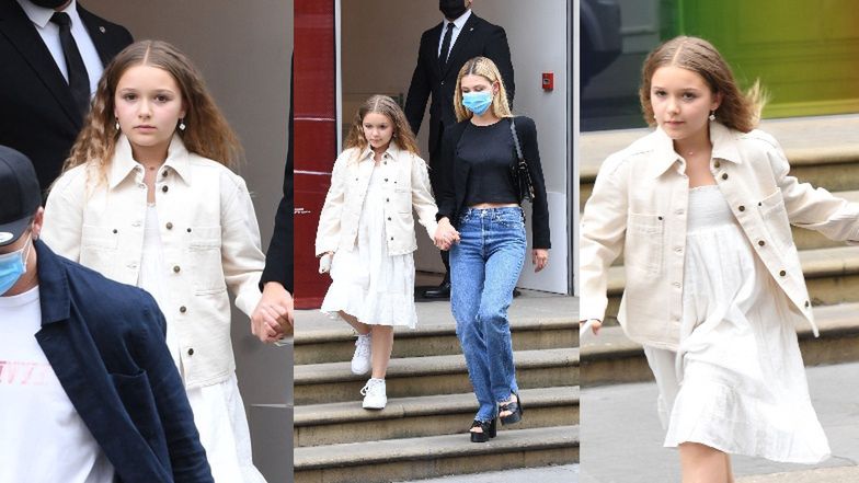 9-letnia Harper Beckham towarzyszy świeżo zaręczonemu Brooklynowi i jego ukochanej na luksusowych zakupach (ZDJĘCIA)