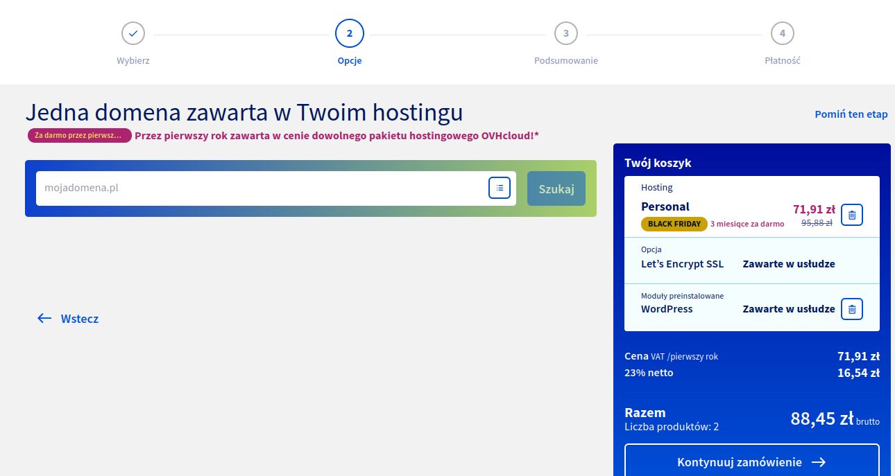 konto ovh domena
