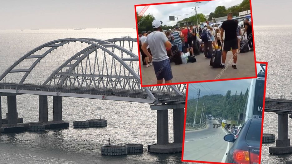 Kolejki na dworcu w Symferopolu i korek prowadzący do Mostu Krymskiego 