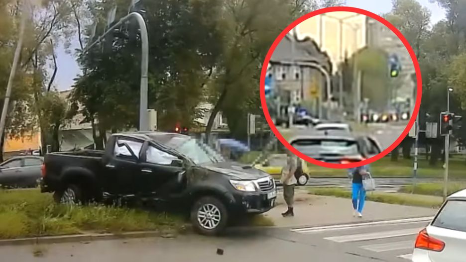 Zderzenie radiowozu z bmw
