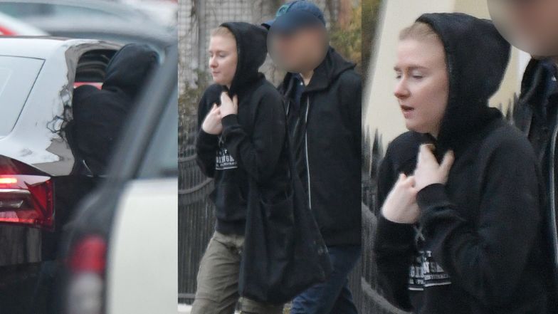 Zakapturzona Kinga Duda przemyka do rządowej limuzyny