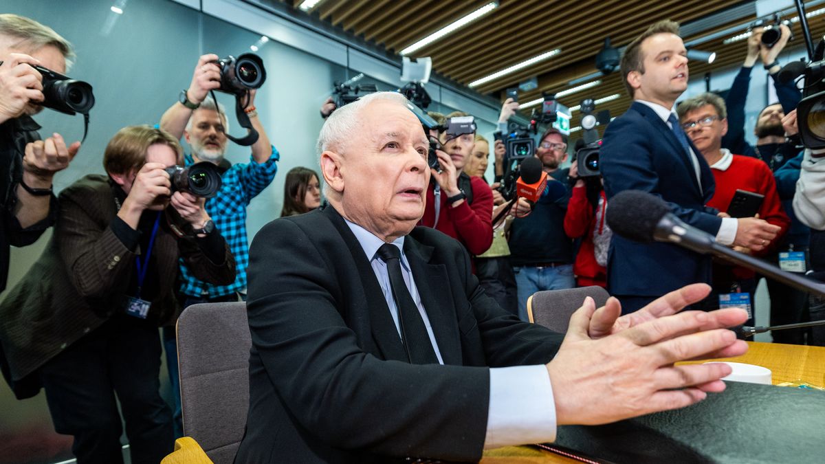 Jaroslaw Kaczynski, the leader of the Law and Justice party, is arriving for a hearing before a parliamentary committee investigating the party's use of Pegasus spyware in Warsaw, Poland, on March 15, 2024. The previous government was suspected of using this software in an unauthorized way against political opponents, lawyers, and journalists. (Photo by Andrzej Iwanczuk/NurPhoto via Getty Images)