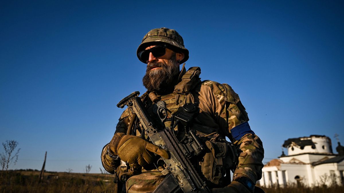 UKRAINE - SEPTEMBER 7, 2023 - A serviceman of a reconnaissance platoon of the 3rd Separate Assault Brigade who goes by the call sign 'Askoli' holds a rifle. NO USE RUSSIA. NO USE BELARUS. (Photo by Ukrinform/NurPhoto via Getty Images)