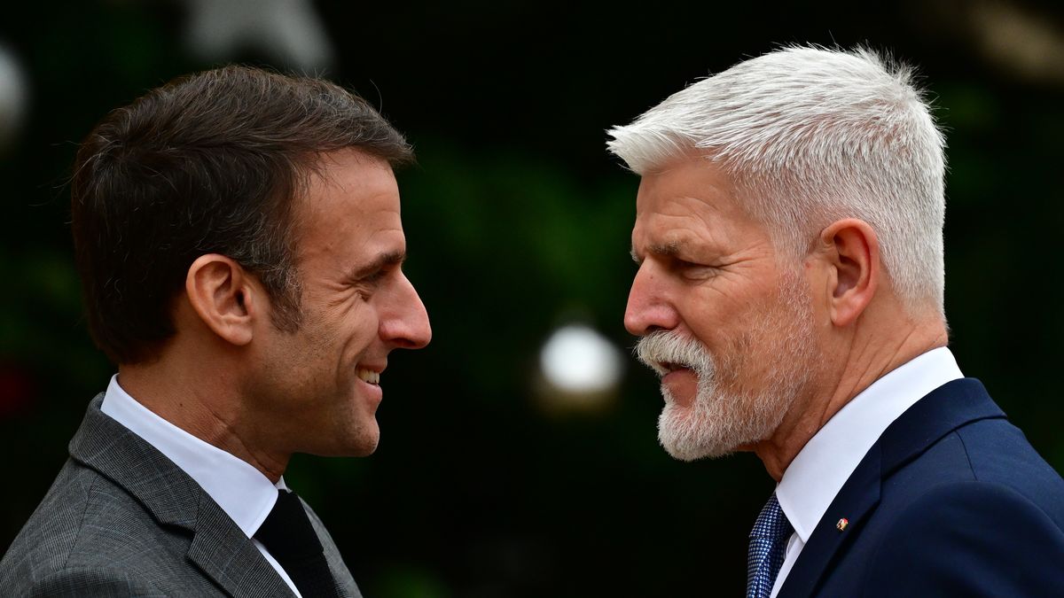PARIS, FRANCE - DECEMBER 20: French president Emmanuel Macron receives Czech President Petr Pavel at the presidential Elysee palace on December 20, 2023 in Paris, France. Czech President Petr Pavel arrived at the Elysee Palace today to meet with President Macron of France.  (Photo by Christian Liewig - Corbis/Getty Images)