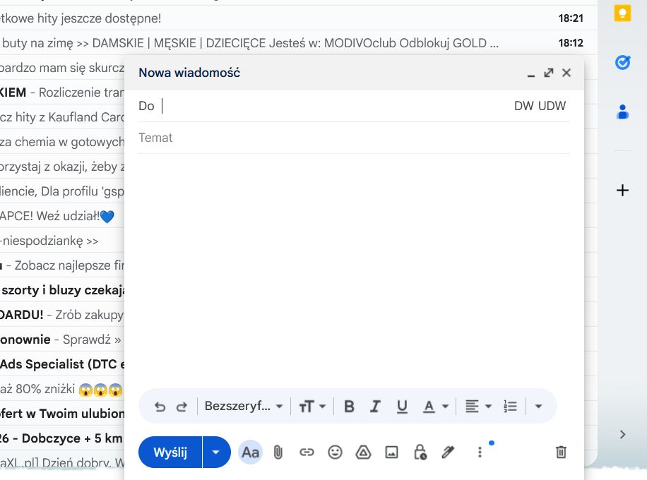 Jak opóźnić wysyłkę maila w Gmailu na komputerze (przeglądarka)?
