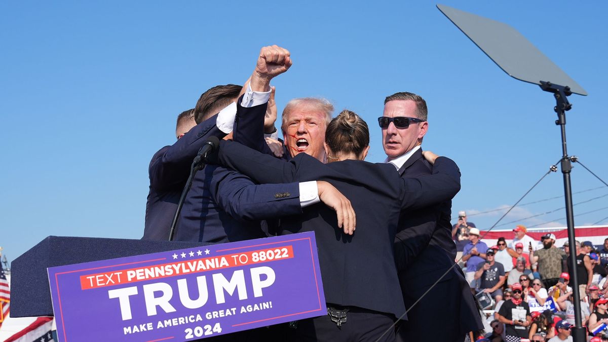 BUTLER, PENNSYLVANIA - July 13: Former president Donald Trump r
BUTLER, PENNSYLVANIA - July 13: Former president Donald Trump raises his arm with blood on his face during a campaign rally for former President Donald Trump at Butler Farm Show Inc. on Saturday, July 13, 2024 in Butler, Pa. Trump ducked and was taken offstage after loud noises were heard after he began speaking. 
(Photo by Jabin Botsford/The Washington Post via Getty Images)
The Washington Post
