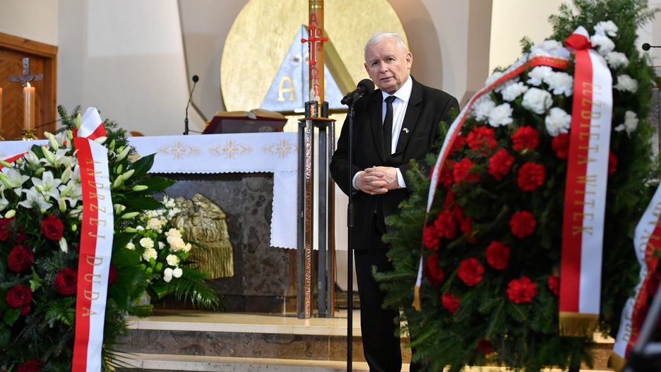 Jarosław Kaczyński na pogrzebie prof. Waldemara Parucha