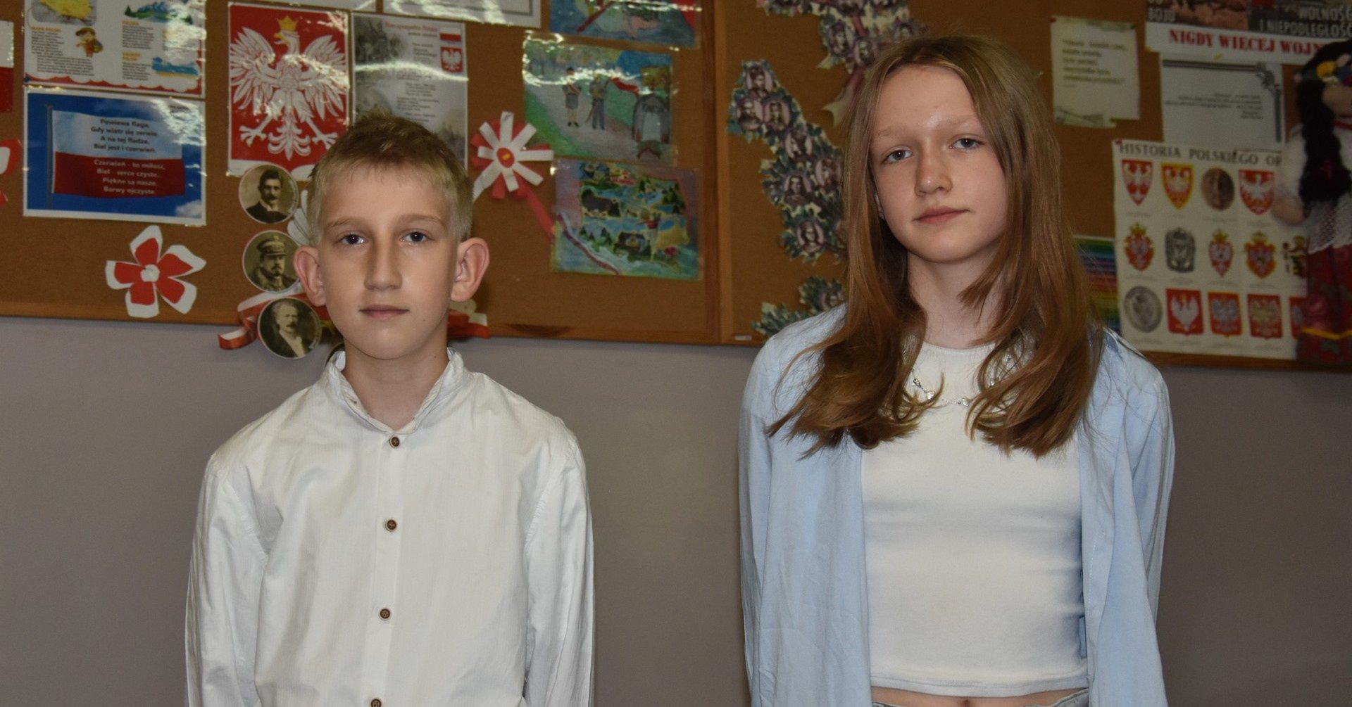 Michał Pawłowski i Lena Hodurek ze Szkoły Podstawowej nr 1 w Proszowicach
