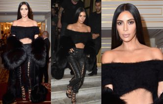 Coraz szczuplejsza Kim Kardashian w wielkim futrze na tygodniu mody w Paryżu (ZDJĘCIA)