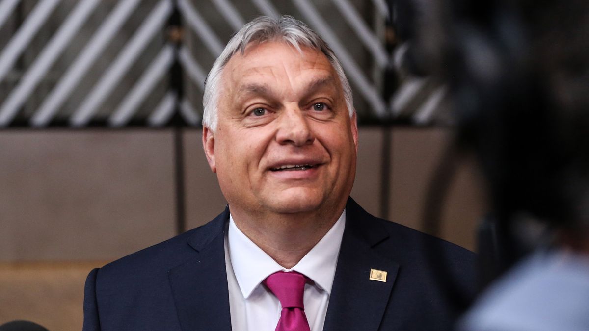 Viktor Orban, Hungary's prime minister, speaks to the media on the first day of a special European Union (EU) leaders summit at the European Council headquarters in Brussels, Belgium, on Monday, May 30, 2022. European Union leaders intend to give their political backing to a ban on Russian oil, paving the way for a possible agreement next month on a sixth package of sanctions targeting Moscow for its invasion of Ukraine. Photographer: Valeria Mongelli/Bloomberg via Getty Images
