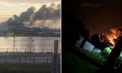 Atak dronów na Petersburg. Eksplozje i chmura dymu nad miastem