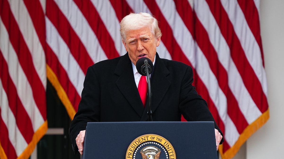 US President Donald Trump speaks prior to pardoning the National Thanksgiving Turkey during a ceremony in the Rose Garden of the White House in Washington, DC, US, on Tuesday, Nov. 25, 2025. The National Thanksgiving Turkeys were raised in North Carolina, and today's ceremony marks the 78th anniversary of the presentation. Photographer: Aaron Schwartz/Bloomberg via Getty Images