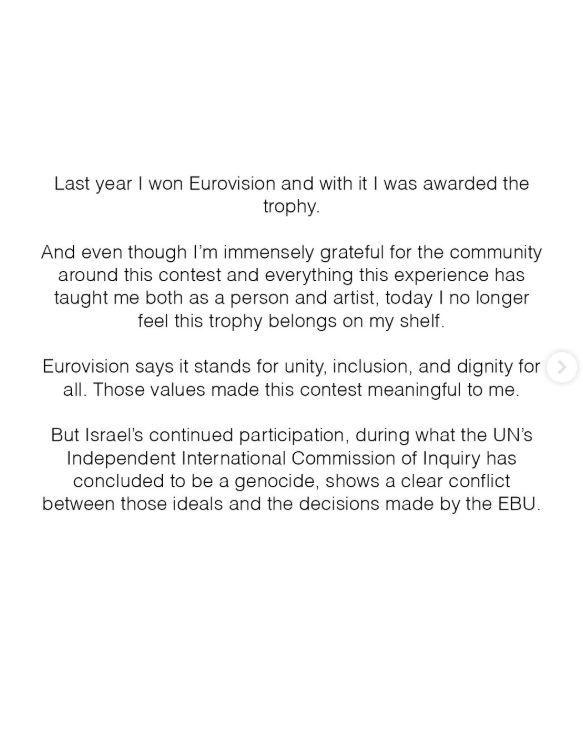 Nemo oddaje statuetkę