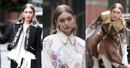 Znudzona Gigi Hadid pozuje na ulicy w Nowym Jorku