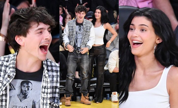 Kylie Jenner i Timothee Chalamet na meczu koszykówki