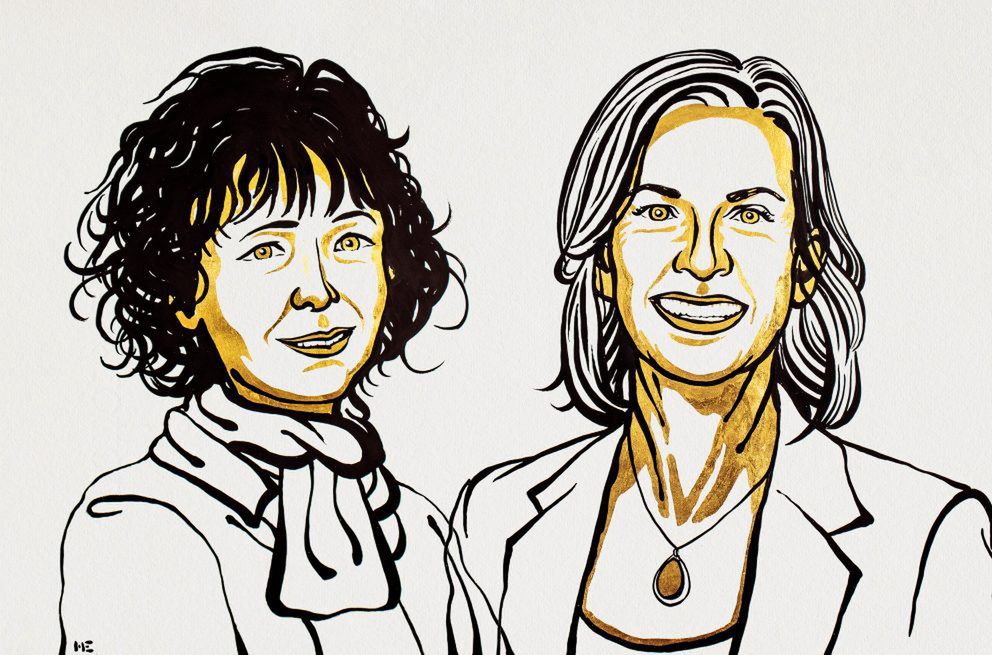 Nagroda Nobla 2020 w dziedzinie chemii  przyznana za "genetyczne nożyczki" - Emmanuelle Charpentier i Jennifer A. Doudna 