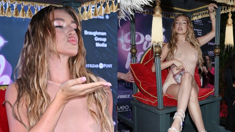 Caroline Derpienski na gali Pudelek Pink Party