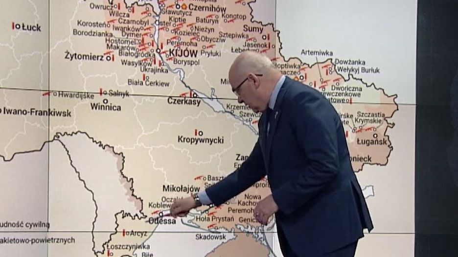 Generał Waldemar Skrzypczak w Rozmowie Piaseckiego w TVN24 analizował mapy działań wojennych