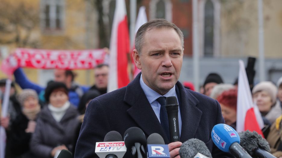 Karol Nawrocki podczas spotkania w Kętrzynie